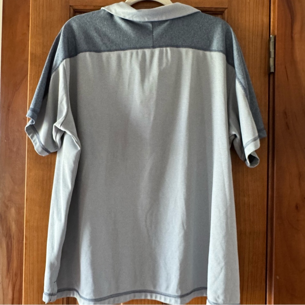 Columbia Polo Golf Shirt Men’s 2X Blue Gray Stripe Short Sleeve Top Casual - Picture 4 of 4